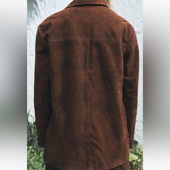 Zara 100% suede leather blazer jacket - Picture 4 of 8